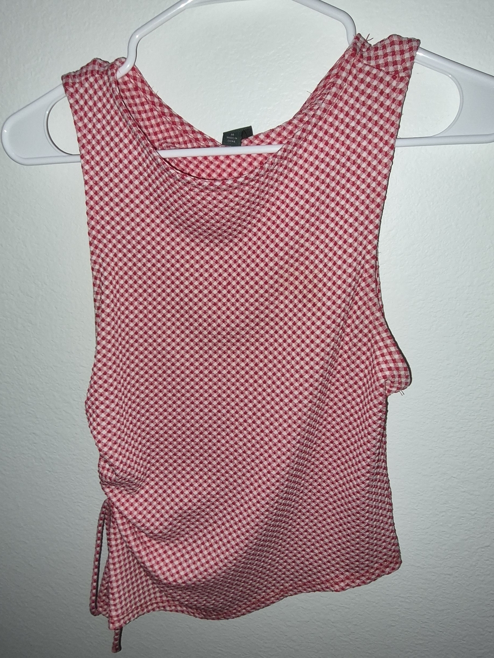wild fable Red Gingham Tie-Side Tank Top